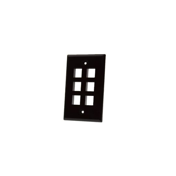 Cable Wholesale Keystone Wall Plate, Black, 6 Port, Single Gang 3012-02206 - main